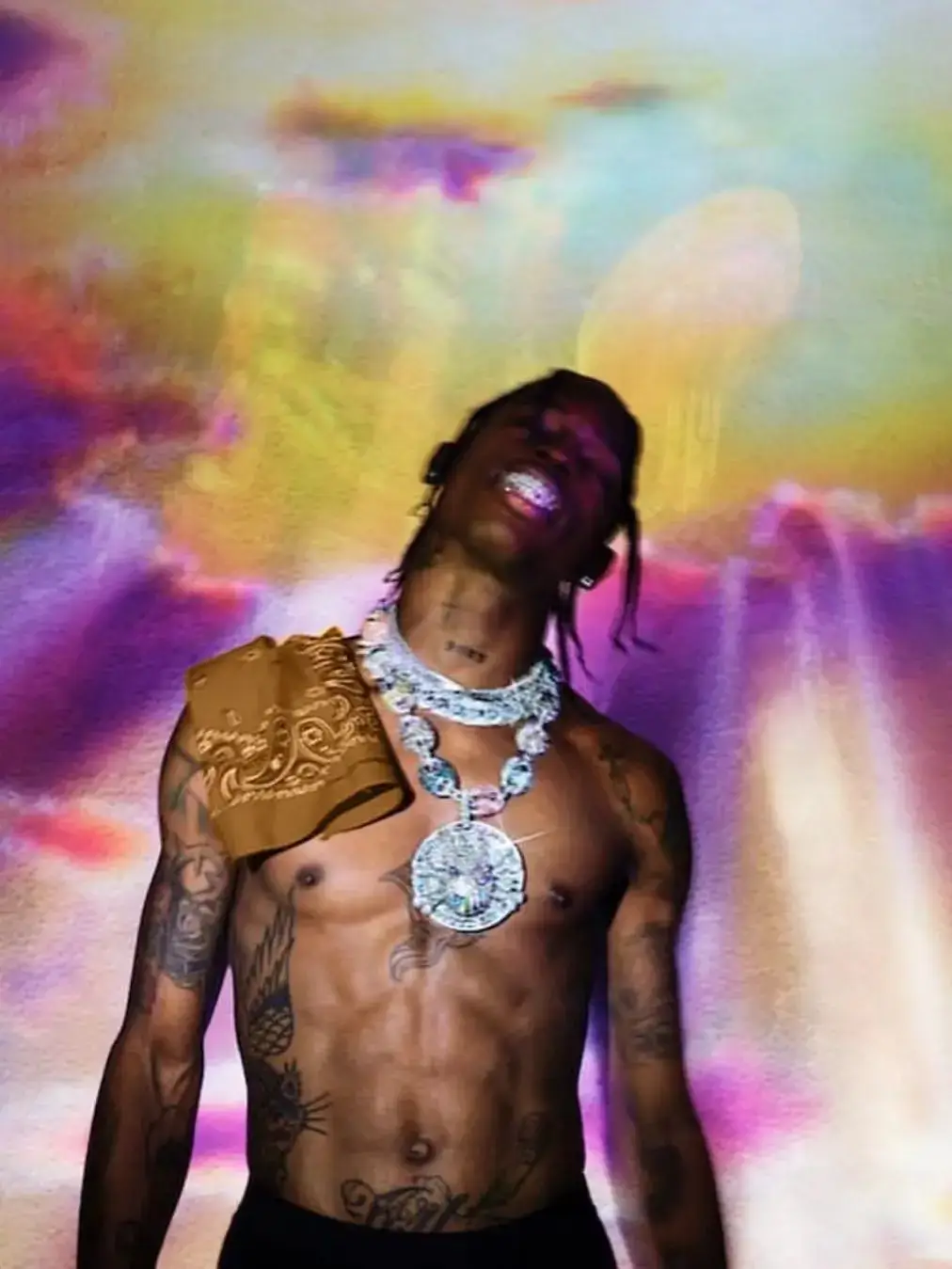 Mr.Blingggggg European and American Hip-Hop Jewelry Travis Scott Style Full Diamond Large Disc Grimace Pendant