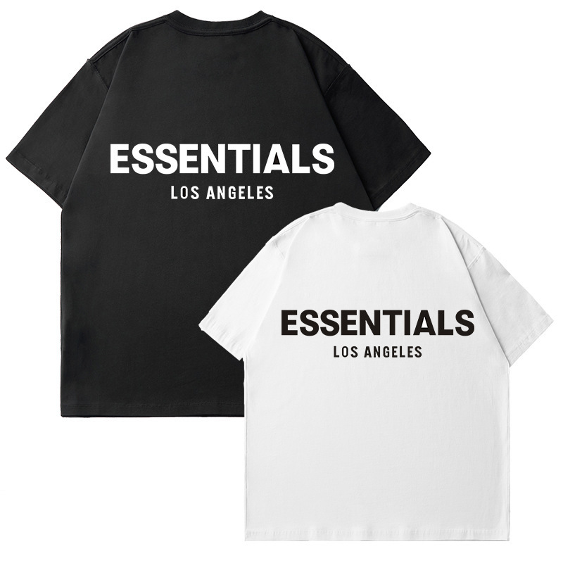 Essentialslazone Los Angeles Limited 3m Reflective Letters High Street Loose Men's and Women's Short-Sleeved Trendy T-Shirt Fog