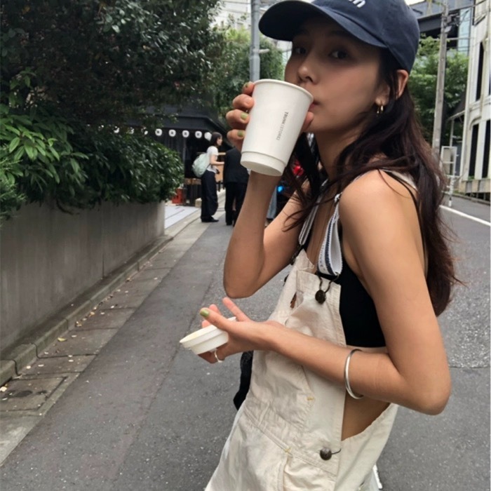 Now Available: Korean Dongdaemun Designer's Vintage-Style Stretchy Suspender Jumpsuit Shorts