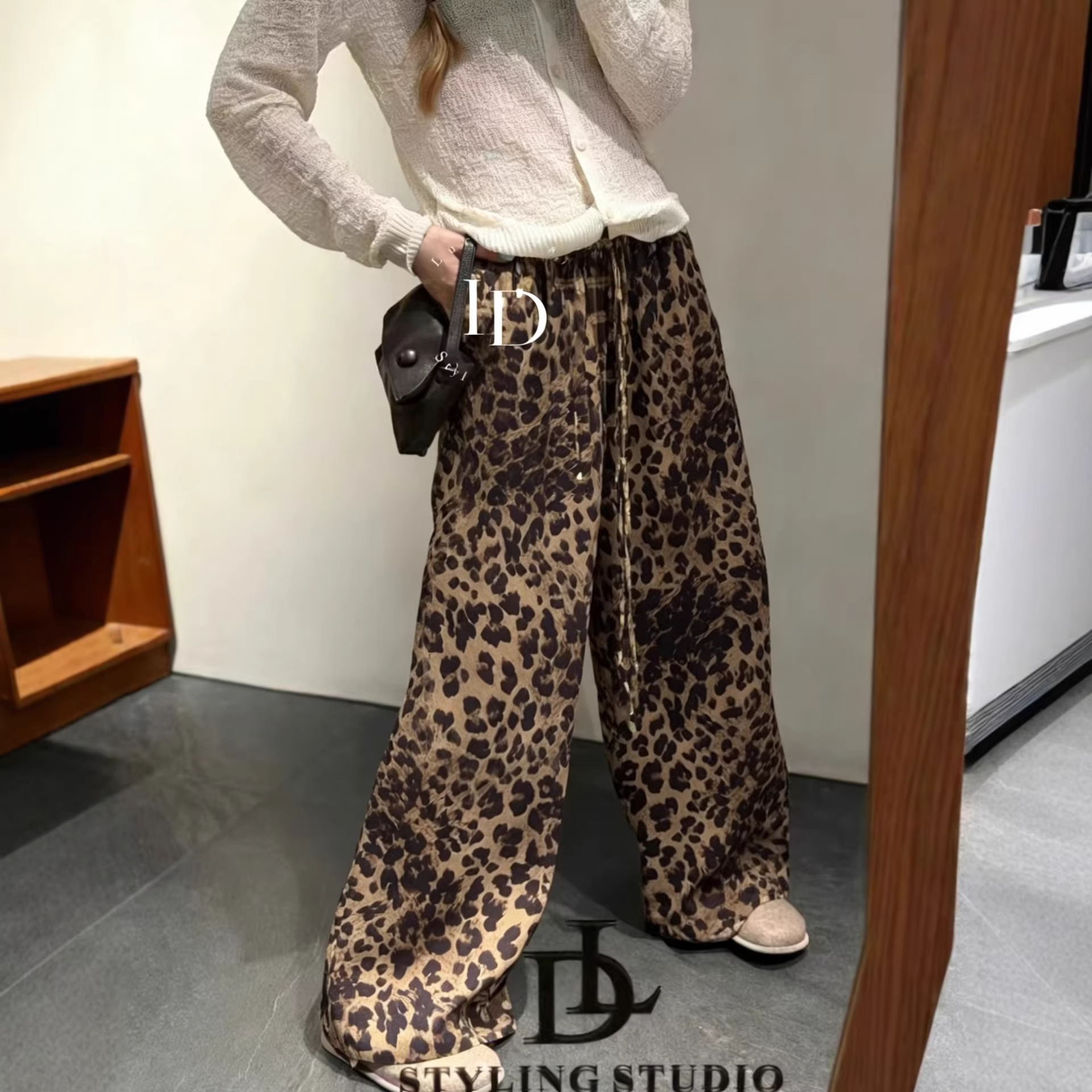Shenzhen Nanyou 2026 Trendy Linen Printed Leopard Print Elastic Shorts Straight-Leg Pants Retro Air Pants