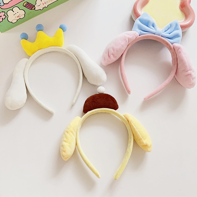 Cartoon Crown Jade Gui Dog Hair Band Women's Bow Headband Cute Plush Headwear Ear-hanging Rabbit Hair Clips Face Wash Hair Accessories