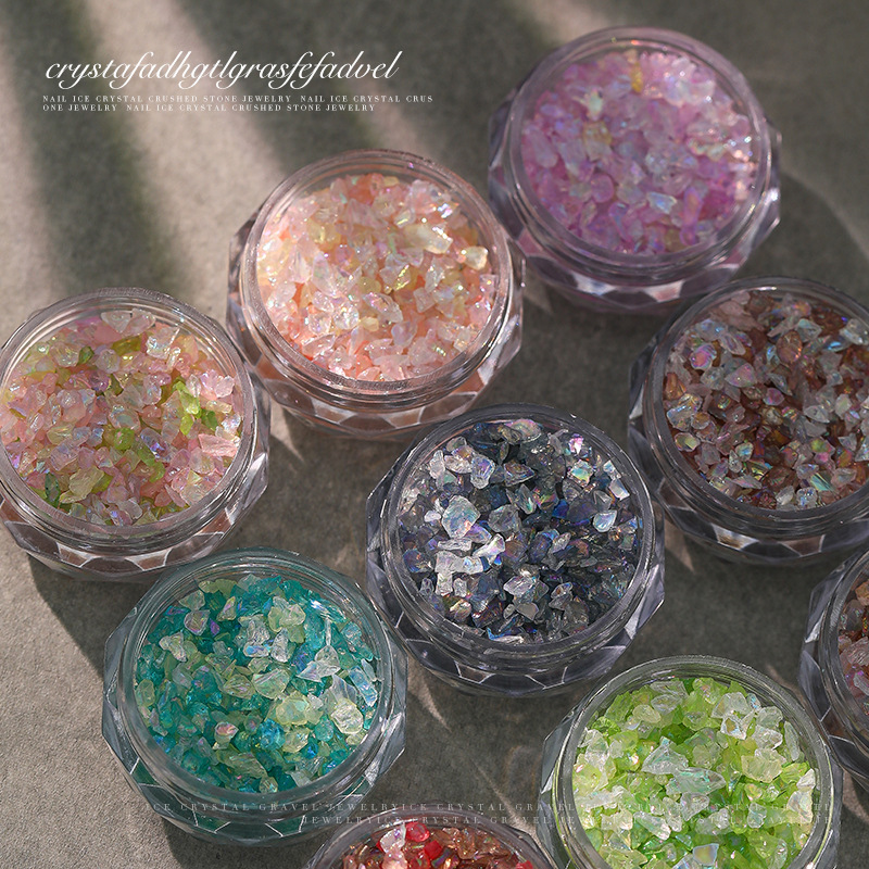 Internet celebrity irregular nail gravel ins style fine flash polarized magic color nail jewelry DIY wear nail material package