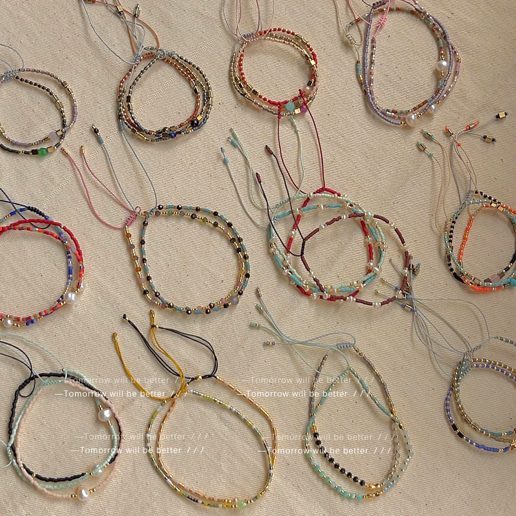 Share Lucky ~ New Chinese Ethnic Rice Bead Bracelet Niche Natural Stone Fine Bracelet Girlfriend Small Gift Bracelet