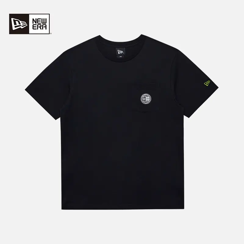 New Era Nuyi Chinese Summer Earth Day Short Sleeve Pocket T-shirt Simple and Breathable Embroider Casual Pure Cotton Half Sleeve Fashion