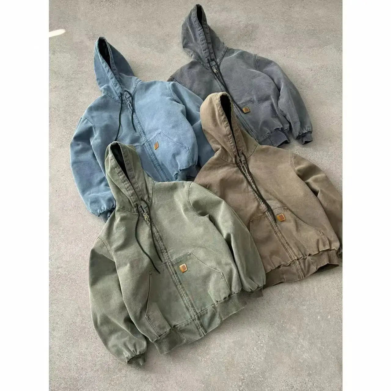 连帽中古水洗做旧帆布棉夹克外套男女同款Ca