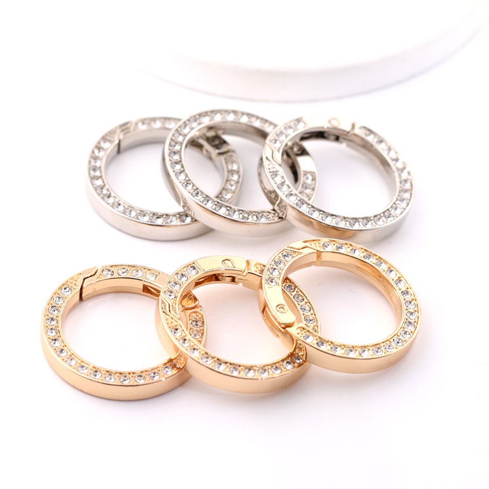Diamond Spring Ring Zinc Alloy Car Keychain DIY Handmade Luggage Open Ring Jewelry Material Accessories