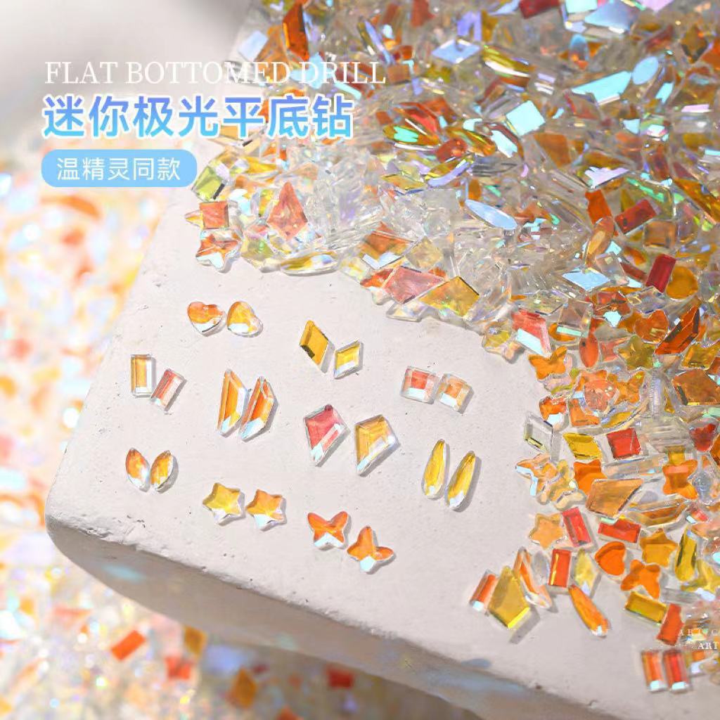 Trendy Nail Art Rhinestone Mini Aurora Diamond Fairy Style Flat-Bottom Irregular Rhinestone Super Shiny Nail Decoration