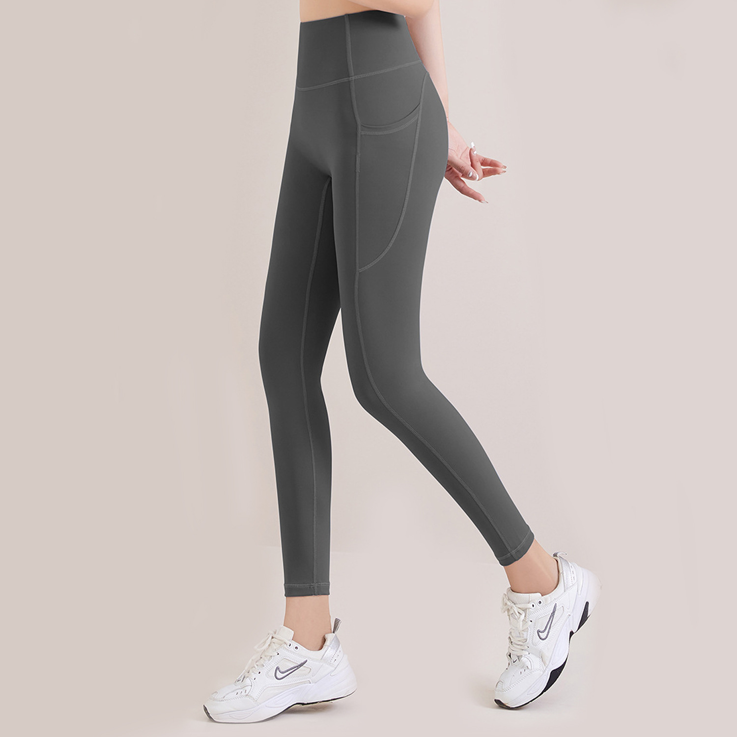 No Embarrassment Line Elastic Yoga Pants Women's Naked High Waist Hip Lifting Sports Tight Hip Running Fitness Pants for Outer Wear