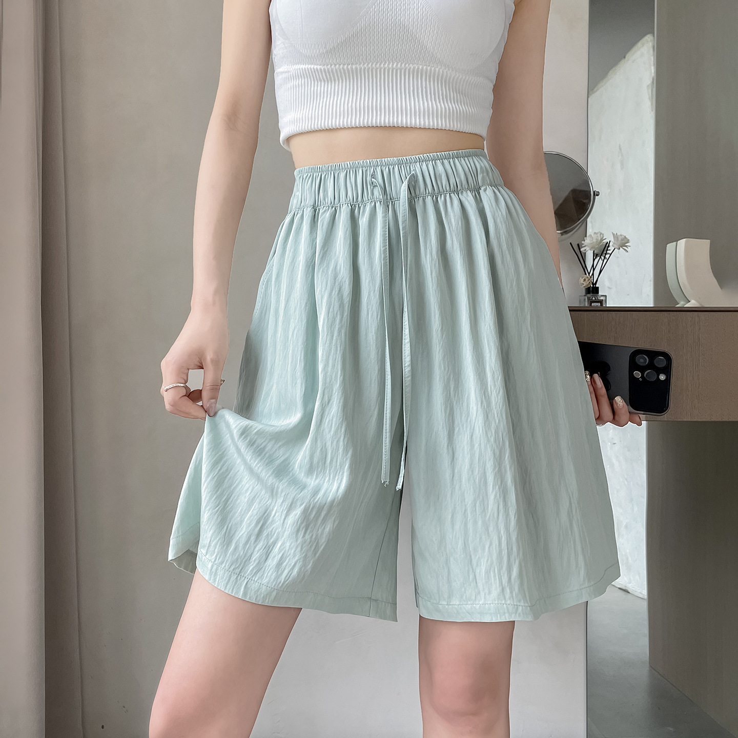 Ice Silk Yamamoto Shorts for Women 2026 New Summer Thin Casual Loose Cotton Linen Three-Quarter Length Sports Skirt Pants