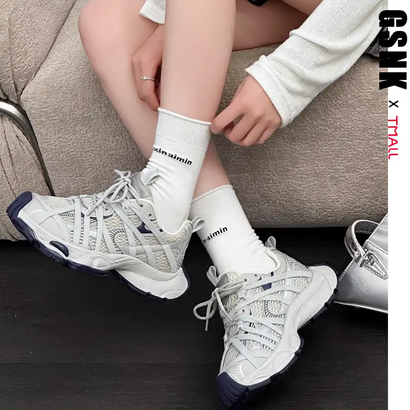 2025 Summer New arrival Bajia European Style Dad Shoes for Women with Mesh Thick Soles Height-Increasing Short Casual Sneakers
