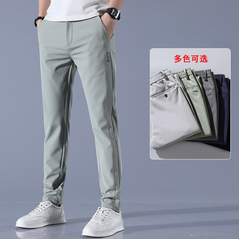 Ice Silk Pants Men's Loose Breathable Straight Casual Pants Spring and Summer Thin Quick-drying Pants Stretch Men's Sports Pants