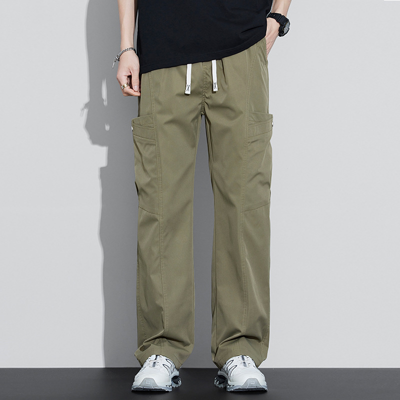 American-Style Straight-Leg Casual Pants for Men, Summer 2026 New Trendy Brand Workwear Long Pants, Loose and Lightweight with Drawstring Waistband