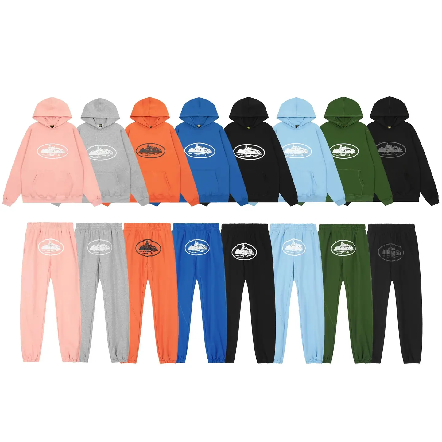 Printed street men's and women's loose basic hoodie casual suit