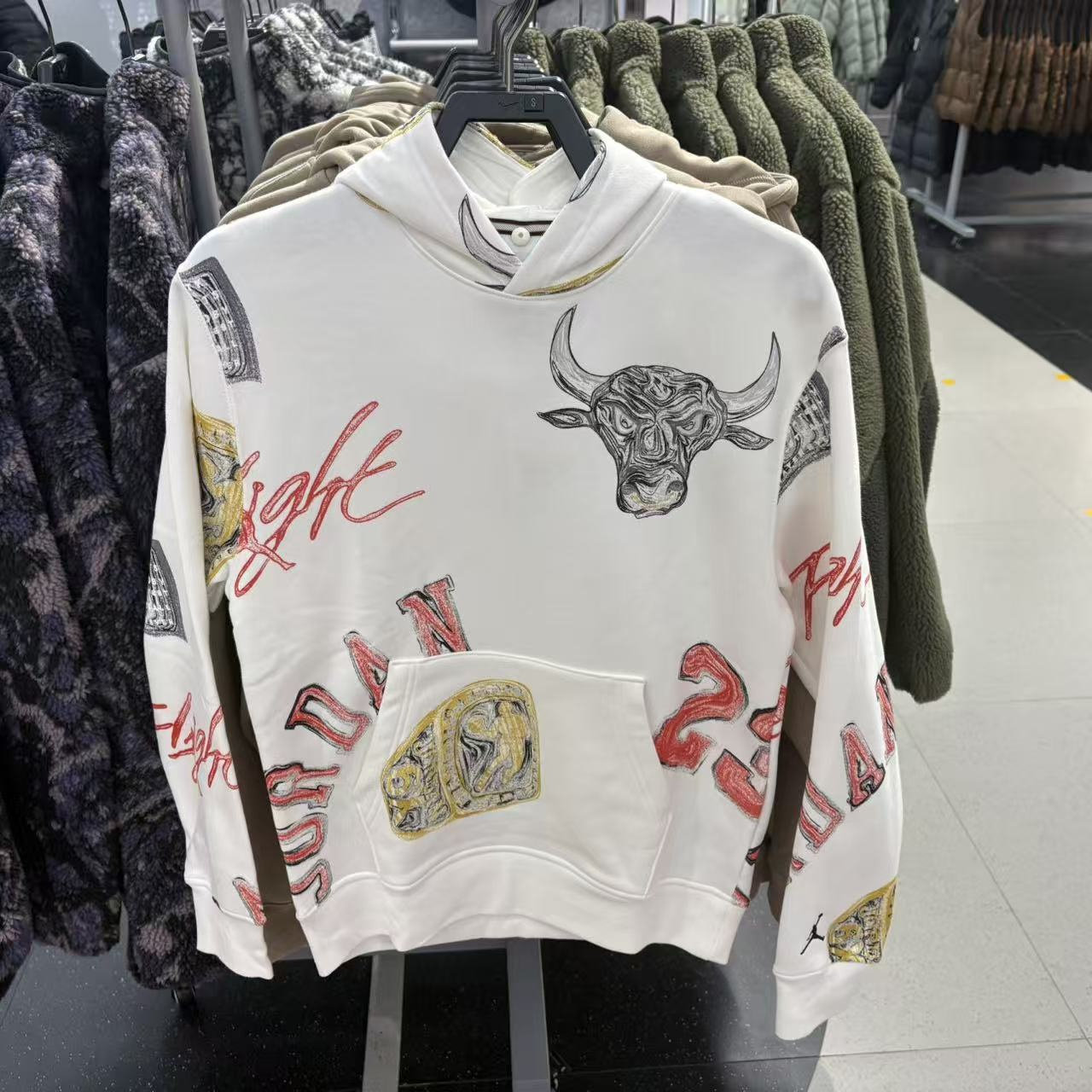 Nike Air Jordan Men's Sports and Leisure Printed Velvet Hooded Sweatshirt Fn4546-010 133 Foto QC de TAOBAO na Qualit.ly