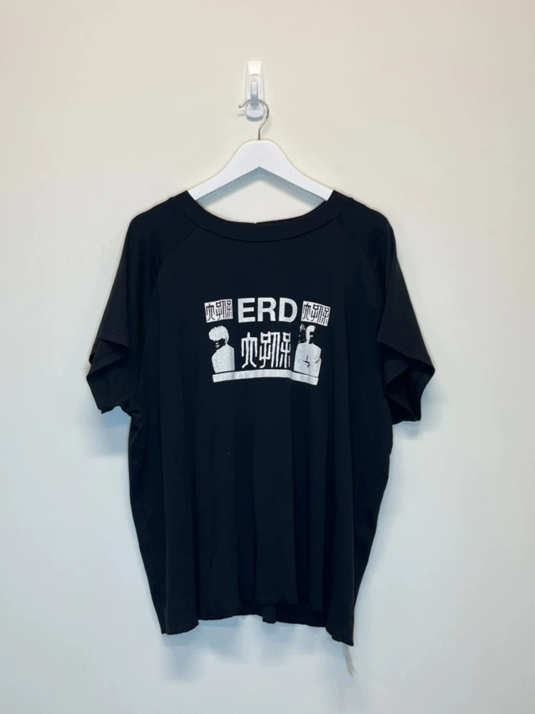 【Summer Versatility】Erd23Ss Mellow Rich Second-Generation Style Theater Double Portrait Distressed Raglan Crew Neck Short Sleeve Foto QC de TAOBAO na Qualit.ly