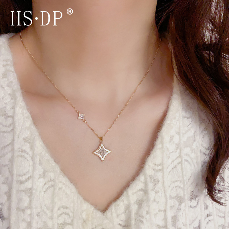 Korean Fashion Design Sense Shell Zircon Mang Star Necklace Internet Celebrity Personality All-match Light Luxury Elegant Clavicle Chain Accessories