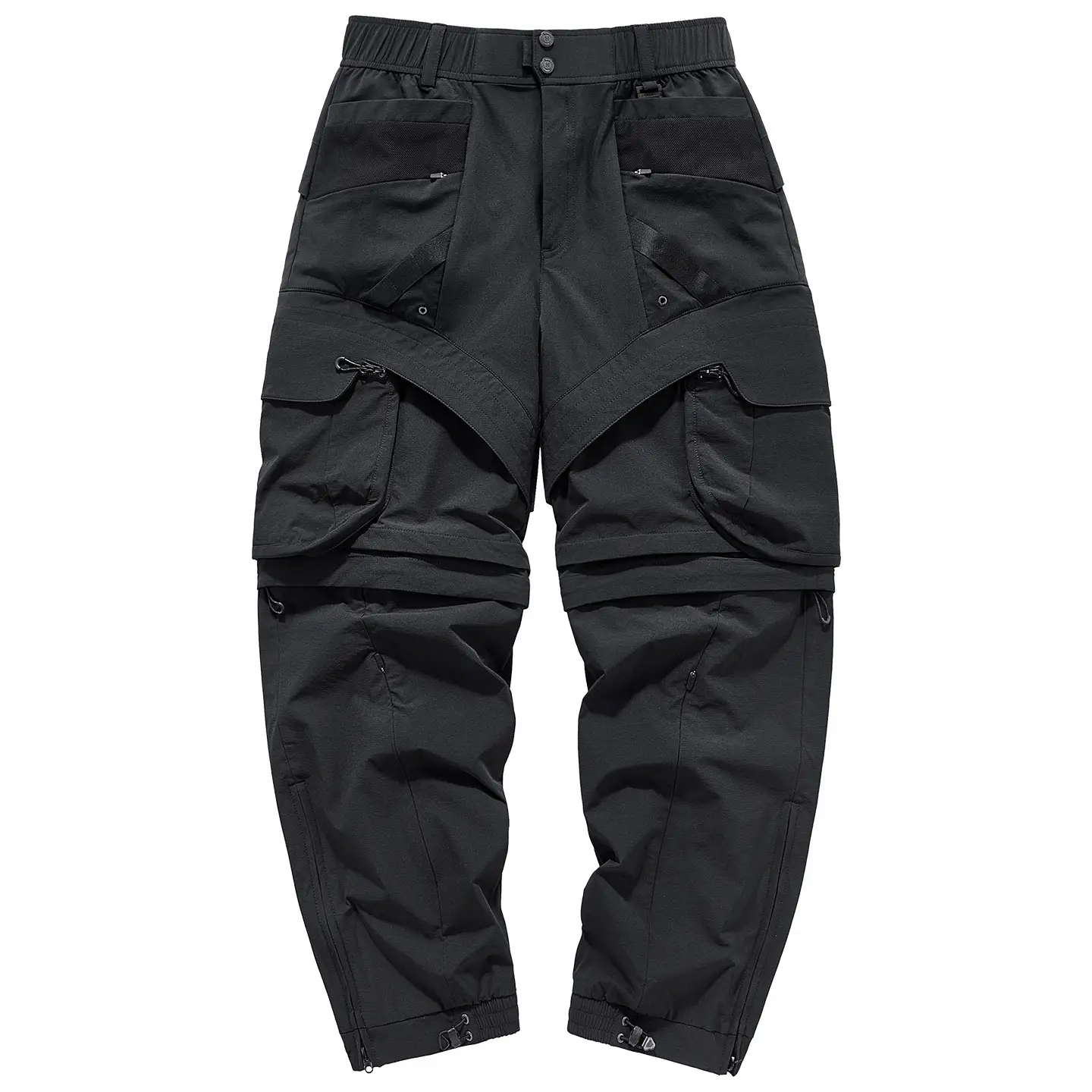 Vip multifunctional splicing multi pocket men's work pants, wide leg loose pants, detachable outdoor sports quick drying casual pants