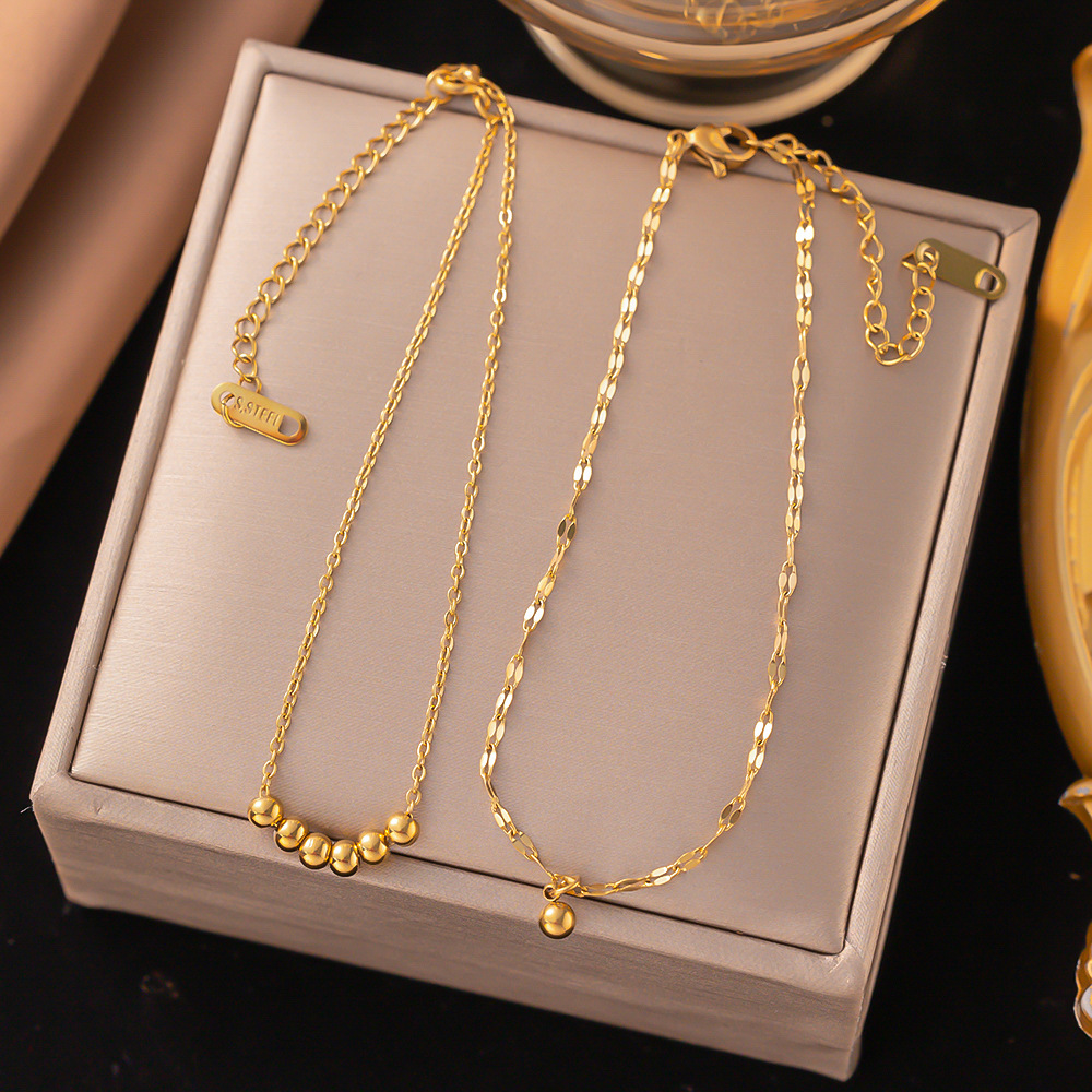 Europe and the United States cross-border fashion Joker 2024 new gold beads ball foot ornaments women's new stainless steel anklet women wholesale