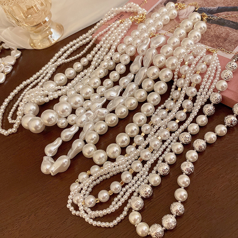 Fever Same Style Pearl Necklace Accessible Luxury Niche 2024 New Hot Style French Choker Exaggerated Clavicle Necklace