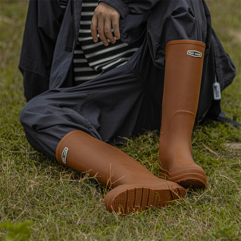 Rain boots for lovers non-slip waterproof high-barred rain boots outdoor wading long rubber shoes fishing car wash work water shoes