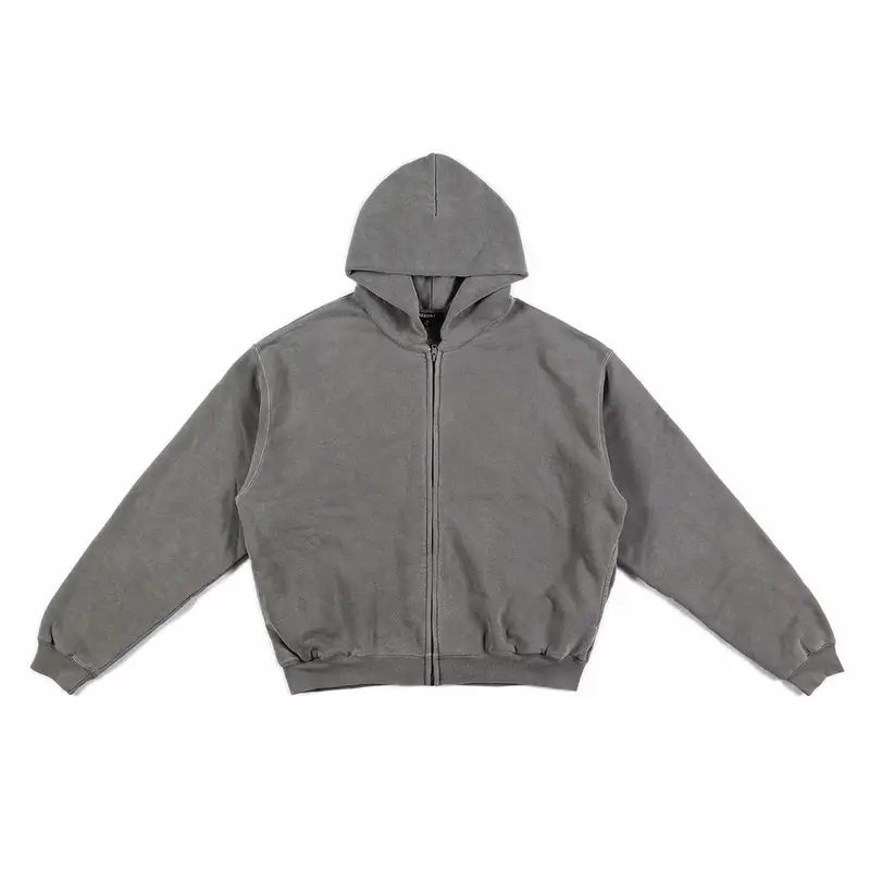 Fall and winter High Street Yeezy Season 6 Kanye Washed Distressed Hooded Zipper Hoodie Sweatshirt Loose