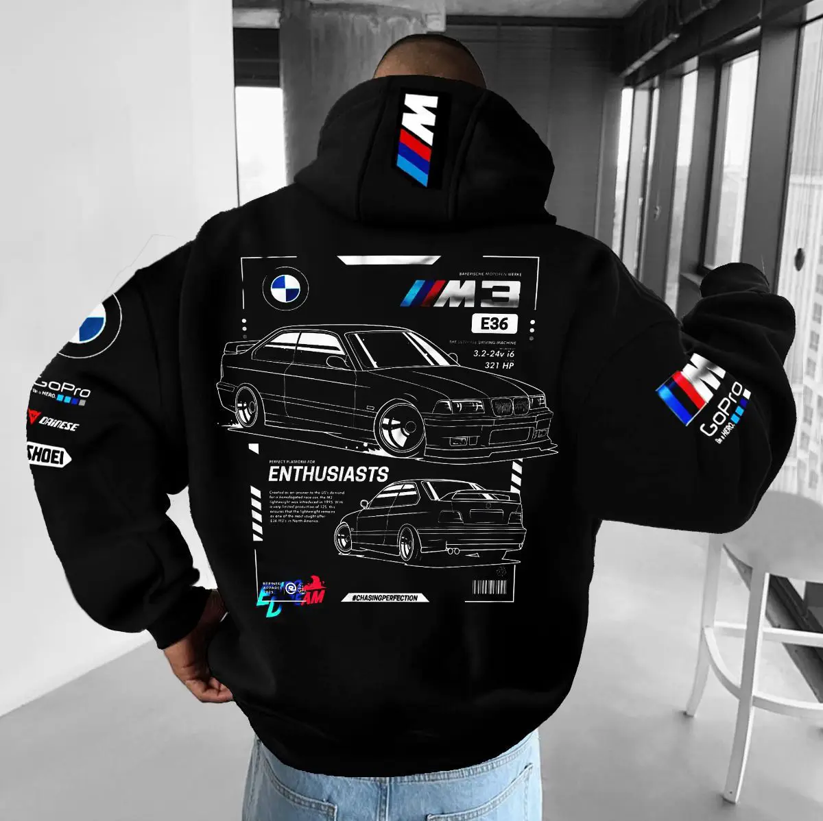 2025 Oversized Unisex Street Pink Sports Car Street Hoodie