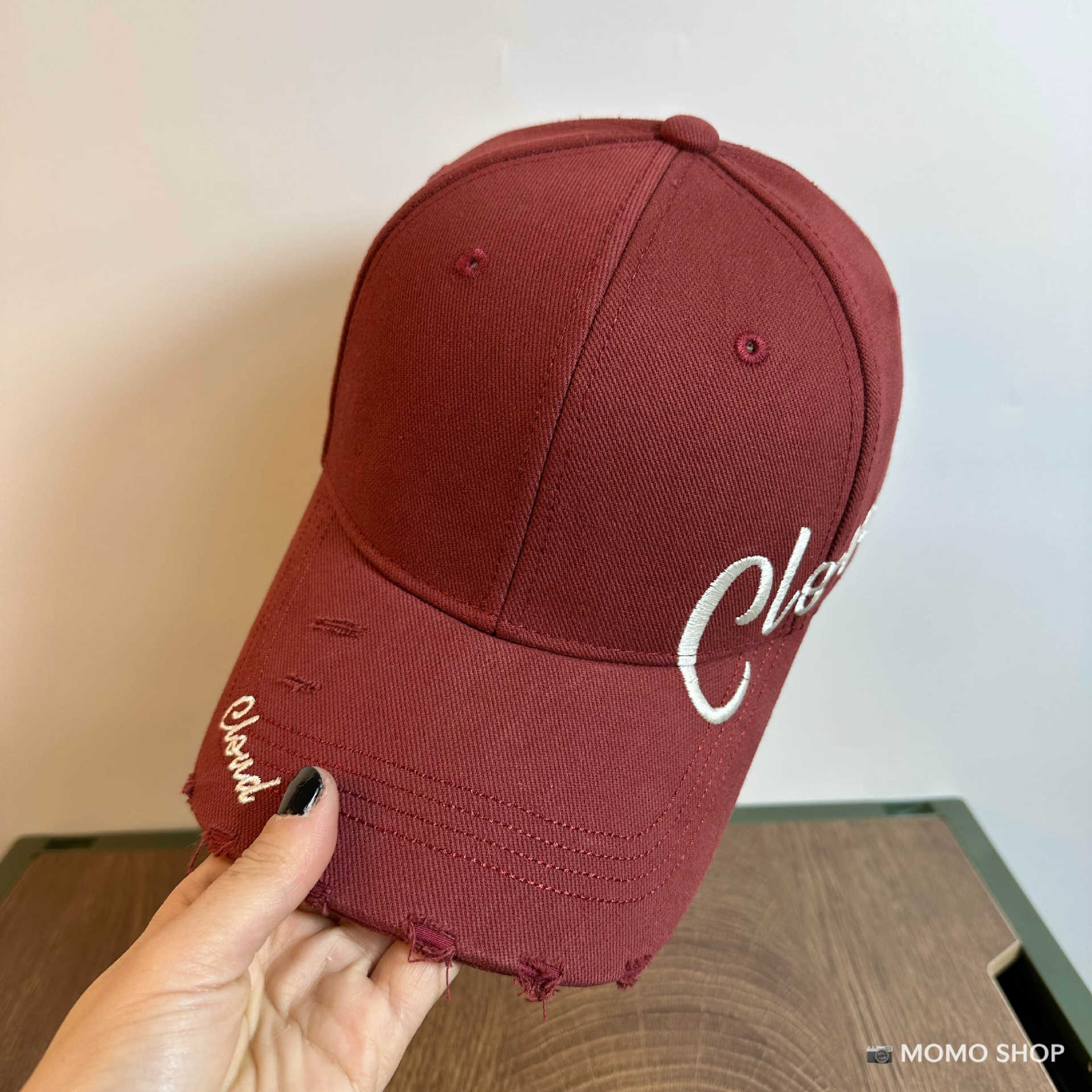 Street broken brim hard top baseball cap men's and women's same Korean fashion brand Cloud letter embroidered peaked cap with small face