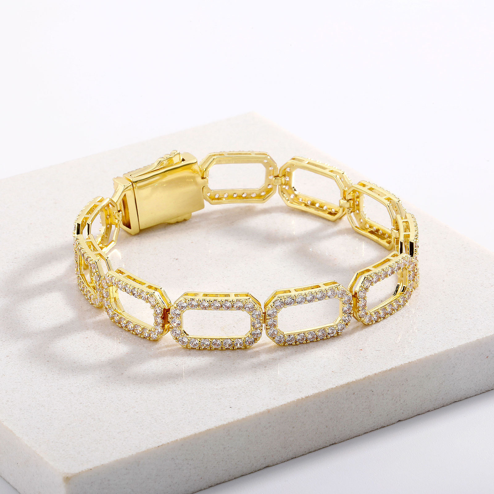 Cross-border high-level fashion women's plaid anklet new inlaid zircon hollow fashion all-match bracelet jewelry