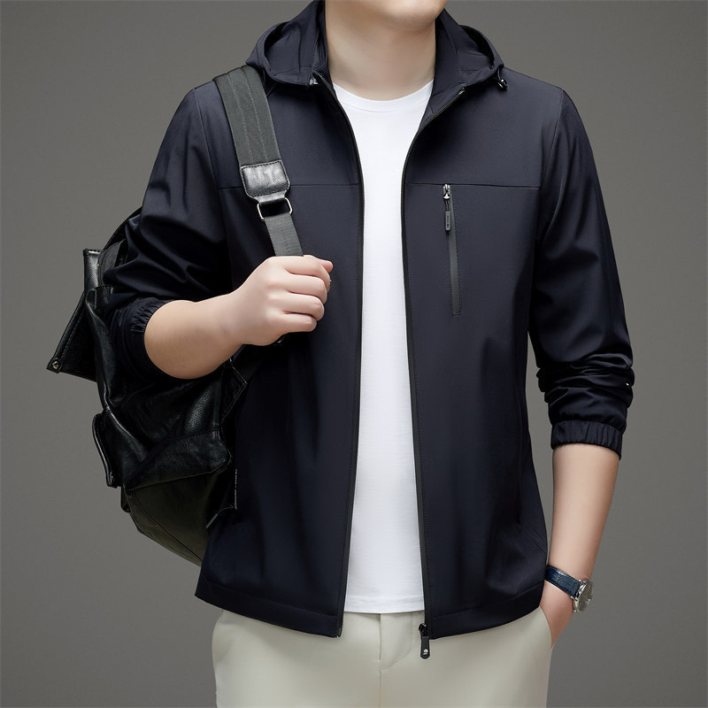 Jacket Men's 2024 Spring and Autumn New Korean Fashionable Men's Casual Jacket Hooded Business Solid Color Jacket Top