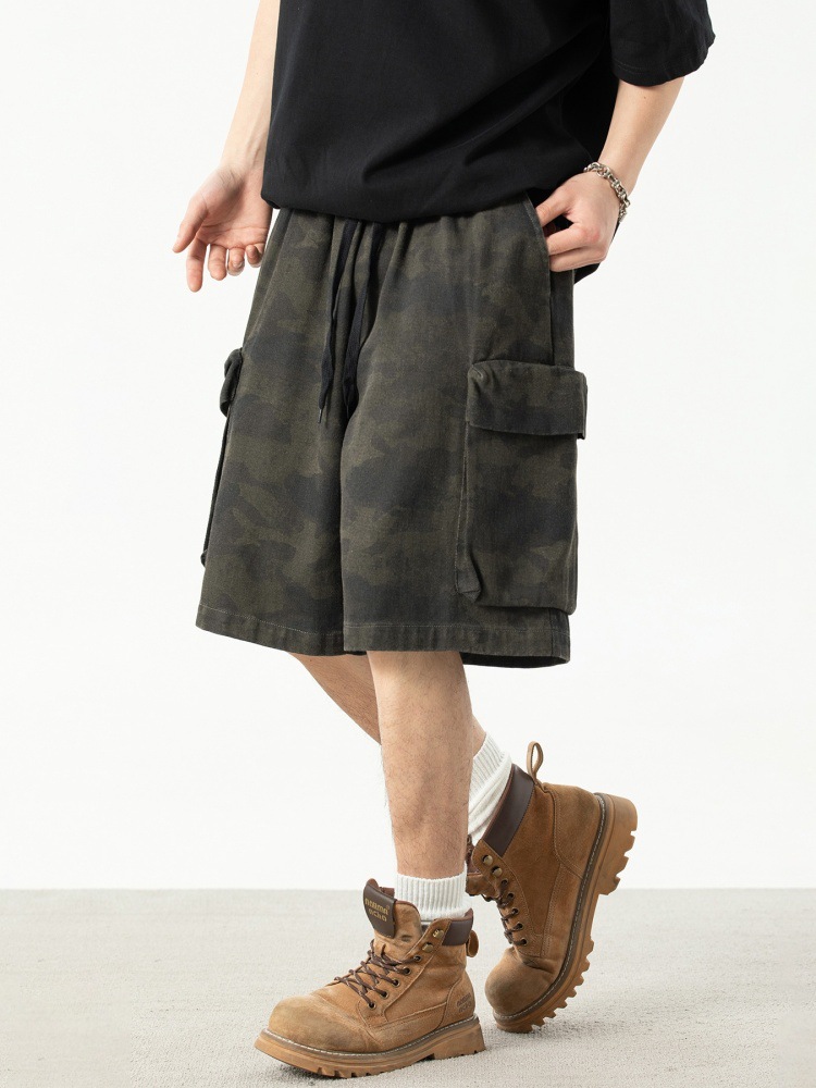 Vintage Camouflage Work Shorts Men's Summer Three-dimensional Large Pocket Trendy Brand Pants Outdoor Sports Casual Pants