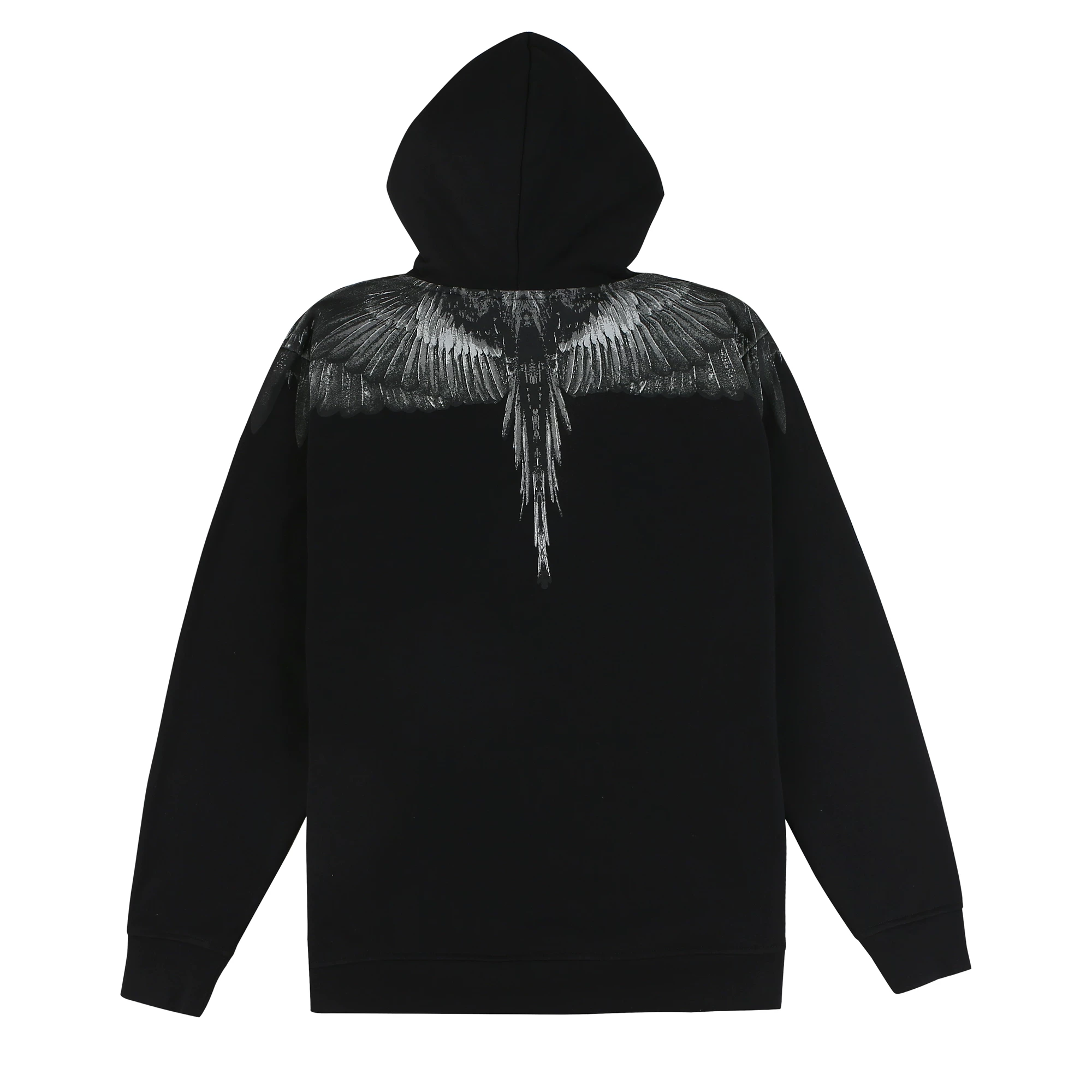 Trendy Brand Authentic Marcelo Burlon Mb Black Winged Hooded Sweatshirt Autumn and Winter Long-Sleeved Trendy