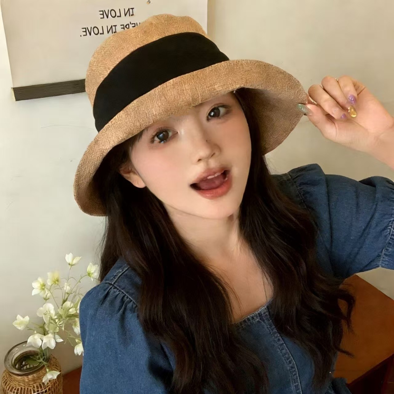 Summer New Style Linen Bowknot Fisherman Hat, Outdoor Fashion Thin Sunshade Hat, Sun Protection, Face-Slimming, Foldable Bucket Hat