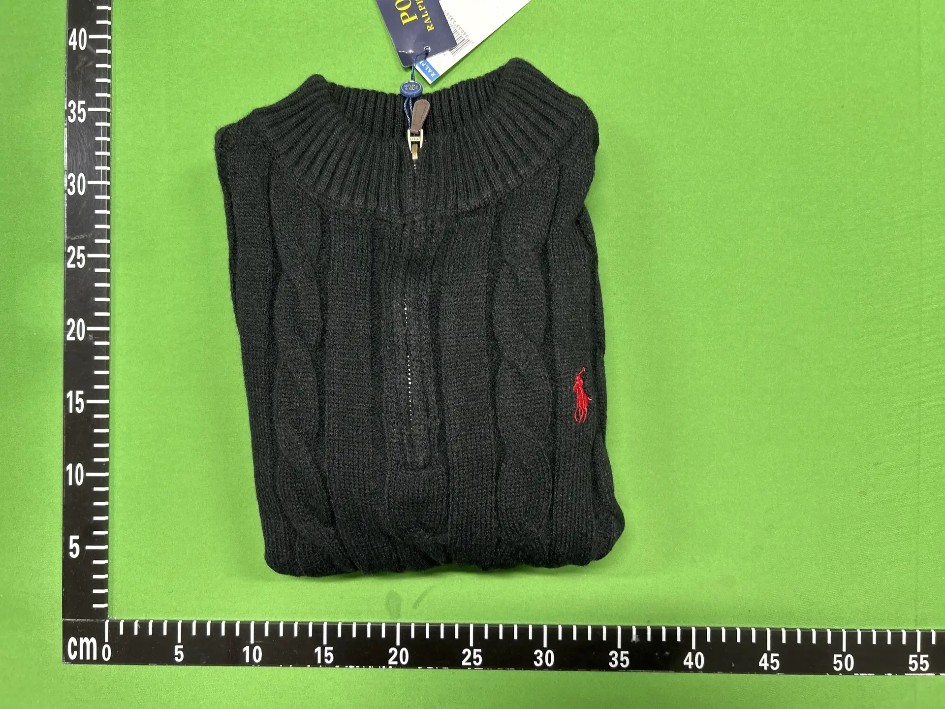 Polo Ralph Lauren Cable Knit Half Zip Sweater Black