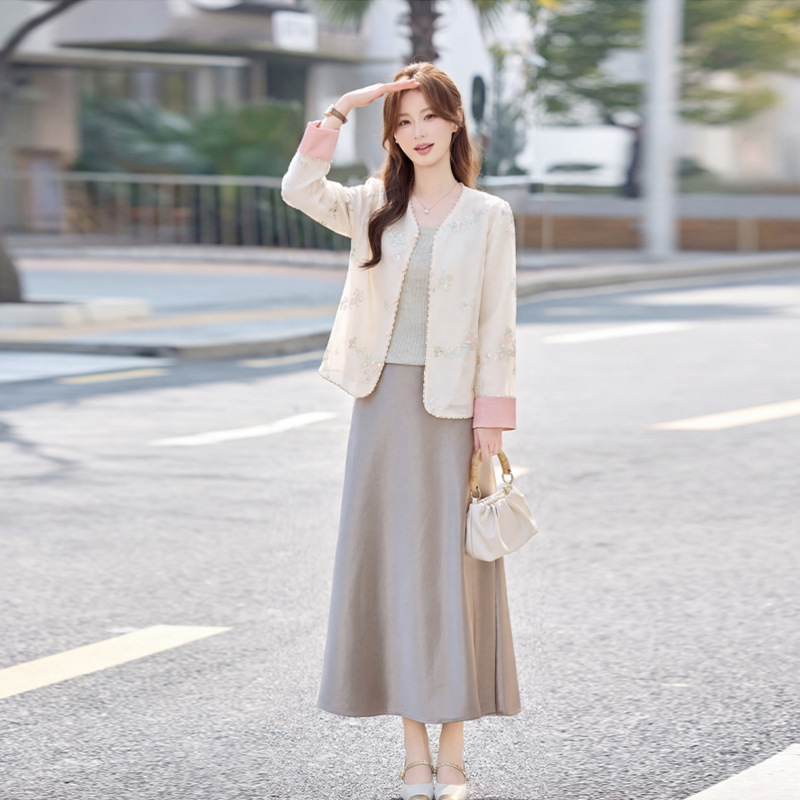 Fashionable Design Suit Skirt for Women 2026 Spring and Autumn New Style New Chinese Style Embroidered Jacket and Skirt Elegant Two-Piece Set