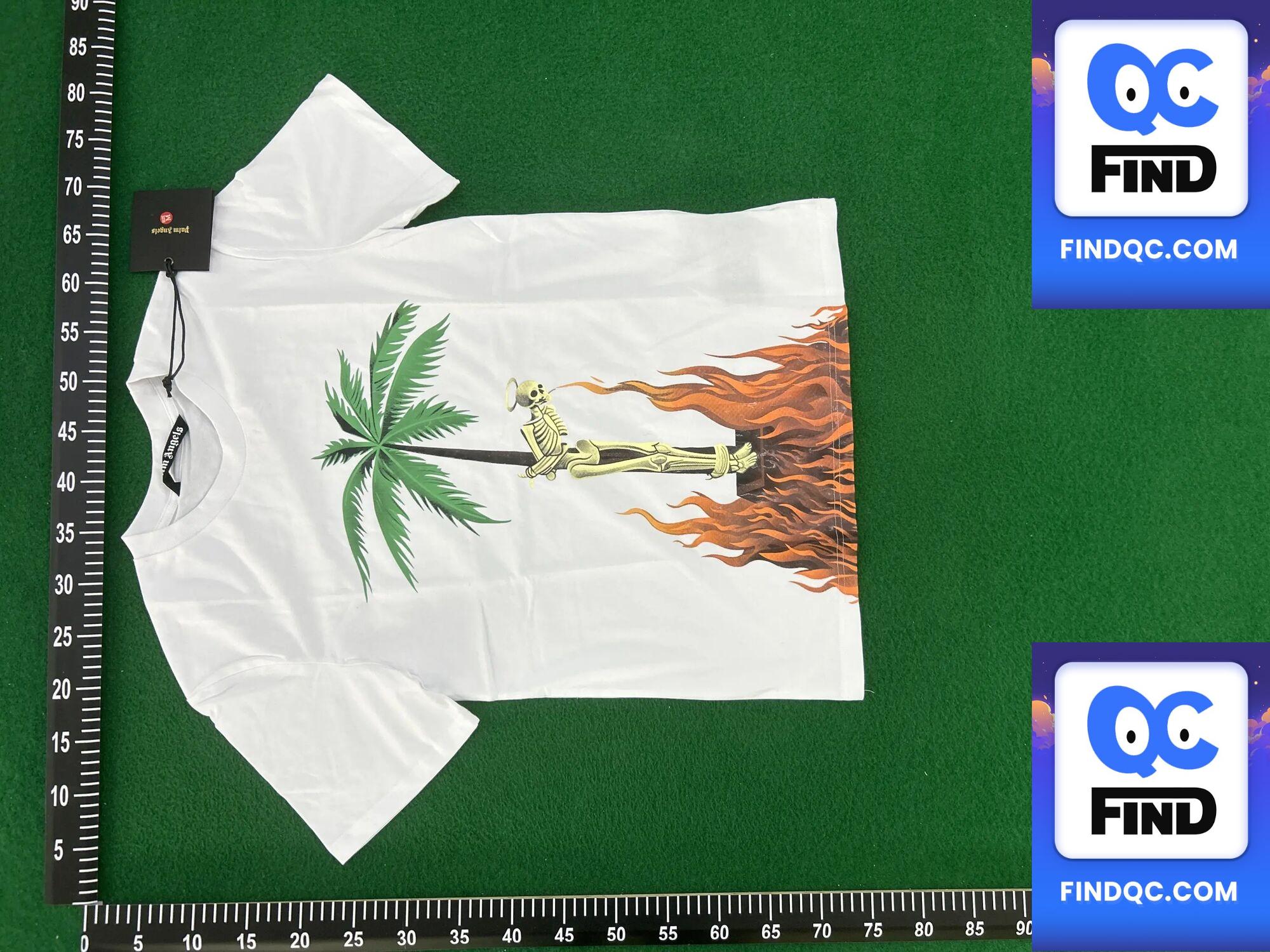 Factory Wholesale Trendy Brand Palm Angel Flame Skull Printed T-Shirt Loose Men's and Women's ins Couple Letter Short Sleeve — QC-foto 3