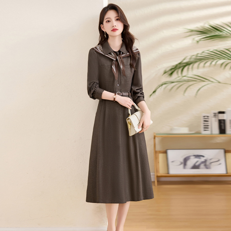 Elegant and Sophisticated Shirt Dress for Women, 2026 Spring and Autumn New Stylish Waist-Cinching Slimming Mid-Length Dress