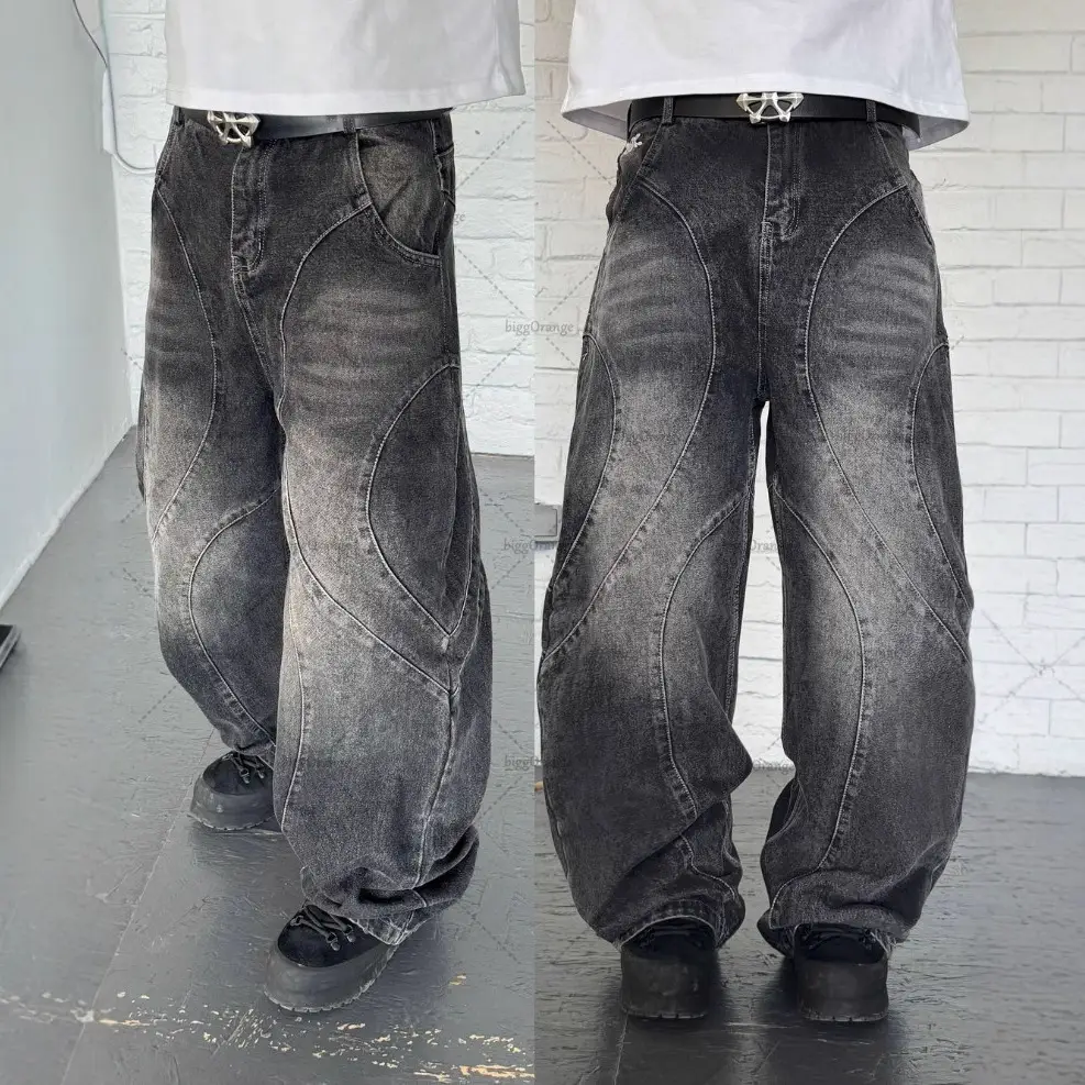 European and American cross-border 2025 spring new high street gothic punk pants Y2K Harajuku retro washed loose jeans
