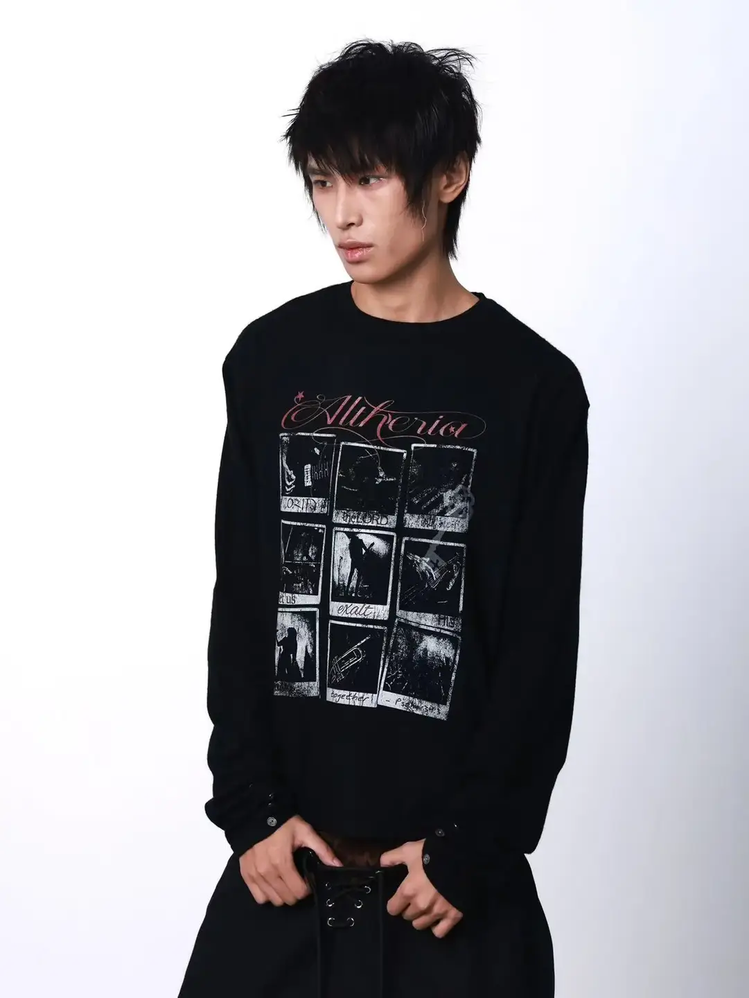 Detw 25Aw* Portrait Nine-Grid Slogan Print High-Thread-Count Dark Punk Sweater Knitwear Long-Sleeve Unisex