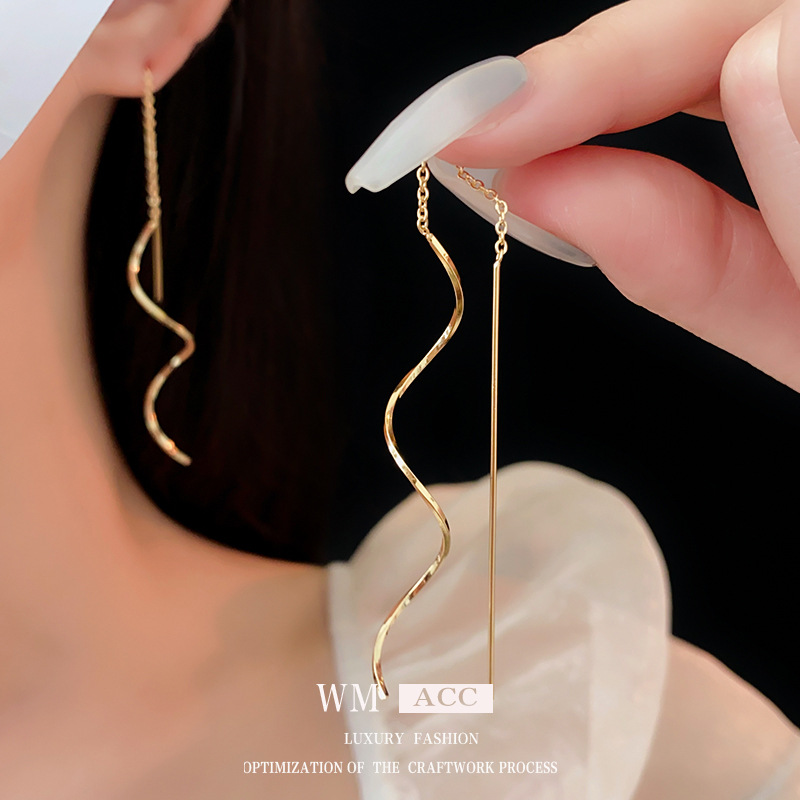 Irregular wave chain earrings simple cold style metal earrings elegant fashion earrings new women's wholesale