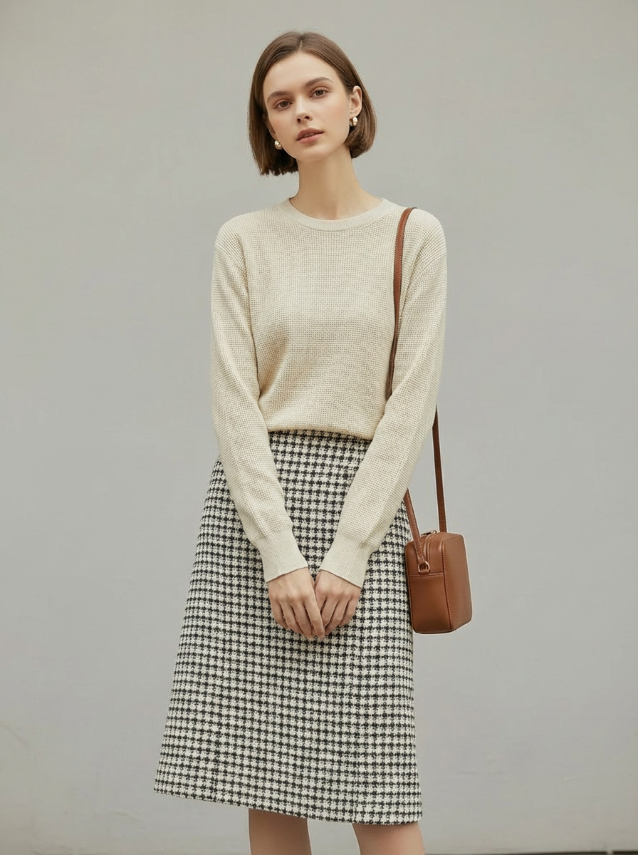 Lp Style Lazy Style Linen Cotton Knit Sweater for Women, New Spring Round Neck Long Sleeve Base Layer Top