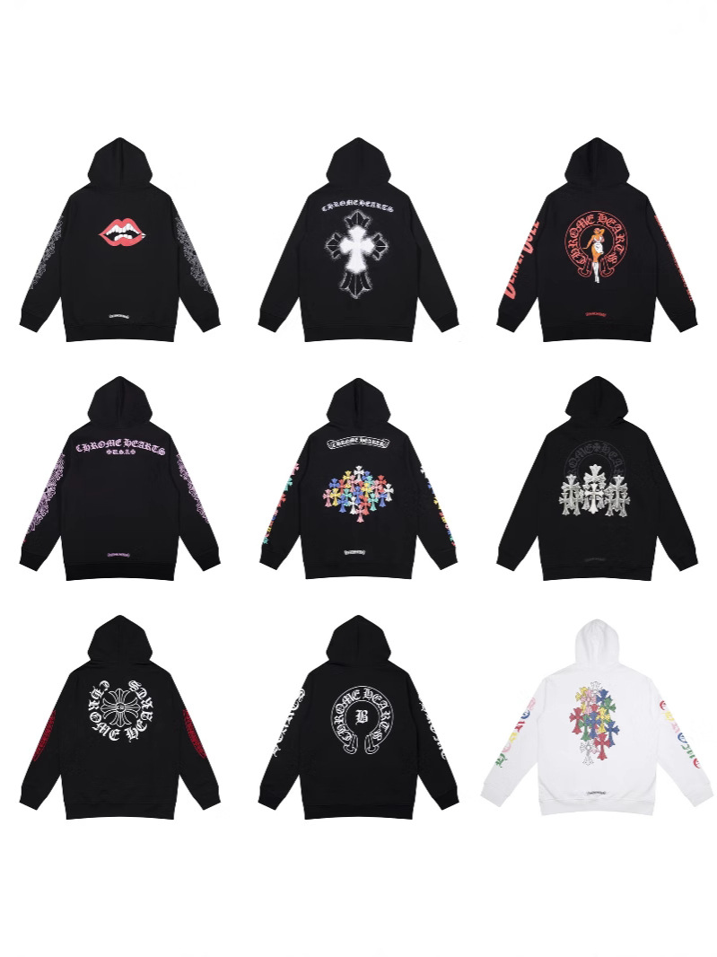 24ss new Chrome Heart gram a cross embroidered high quality hooded sweater versatile cross-border