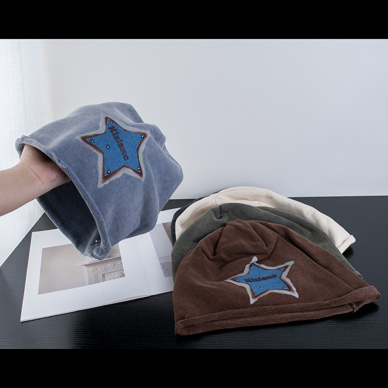 High street hot girl wind ~ big version of stars retro do old wash baotou hat American pile hat atmosphere cold hat autumn