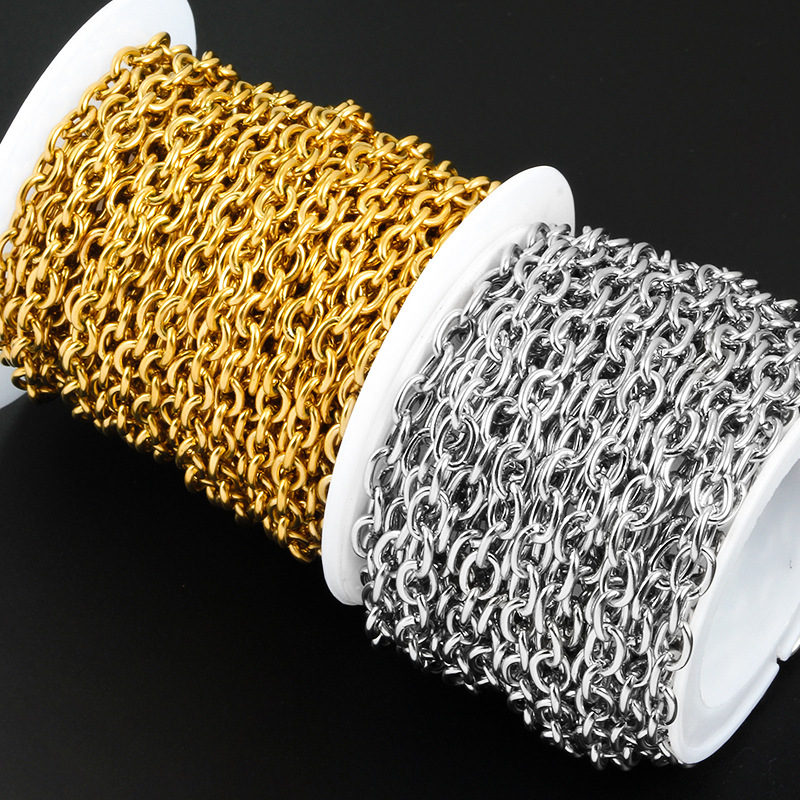 Stainless steel round O cross chain vacuum furnace plating gold chain DIY necklace bracelet fashion creative accessories
