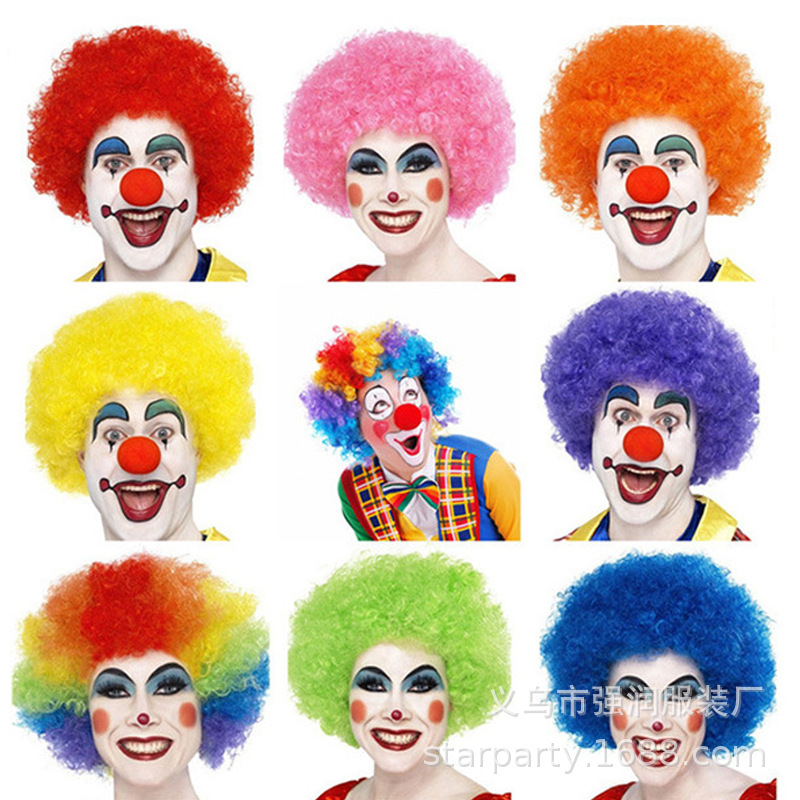 Clown Performance Wigs Wholesale Event Props Halloween Funny Colorful Headgear Fan Fluffy Afro Wigs