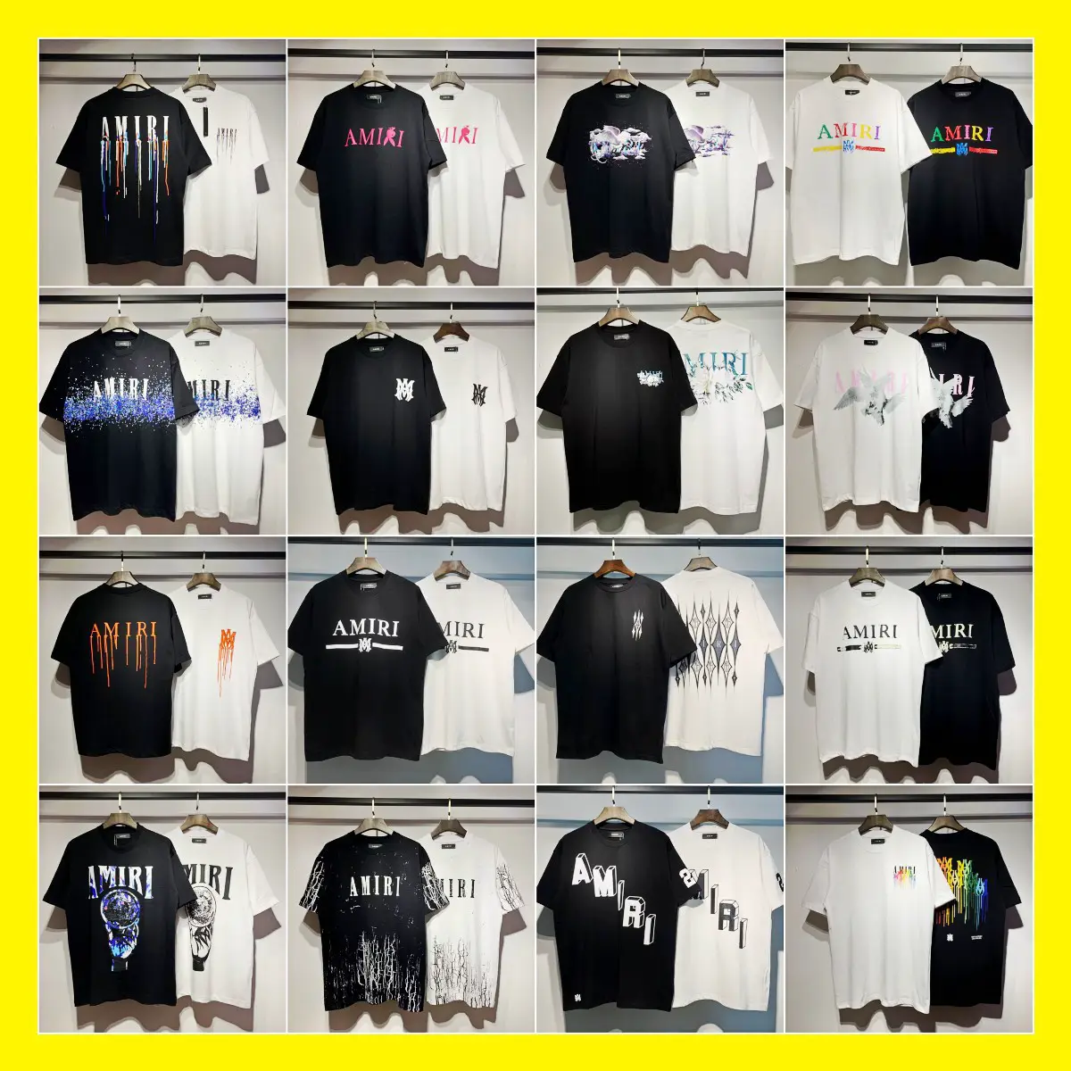 [260g] am Peace Pigeon Flow Paint Graffiti Letters Star Classic logo Printing Short Sleeve Couple T-shirt iri