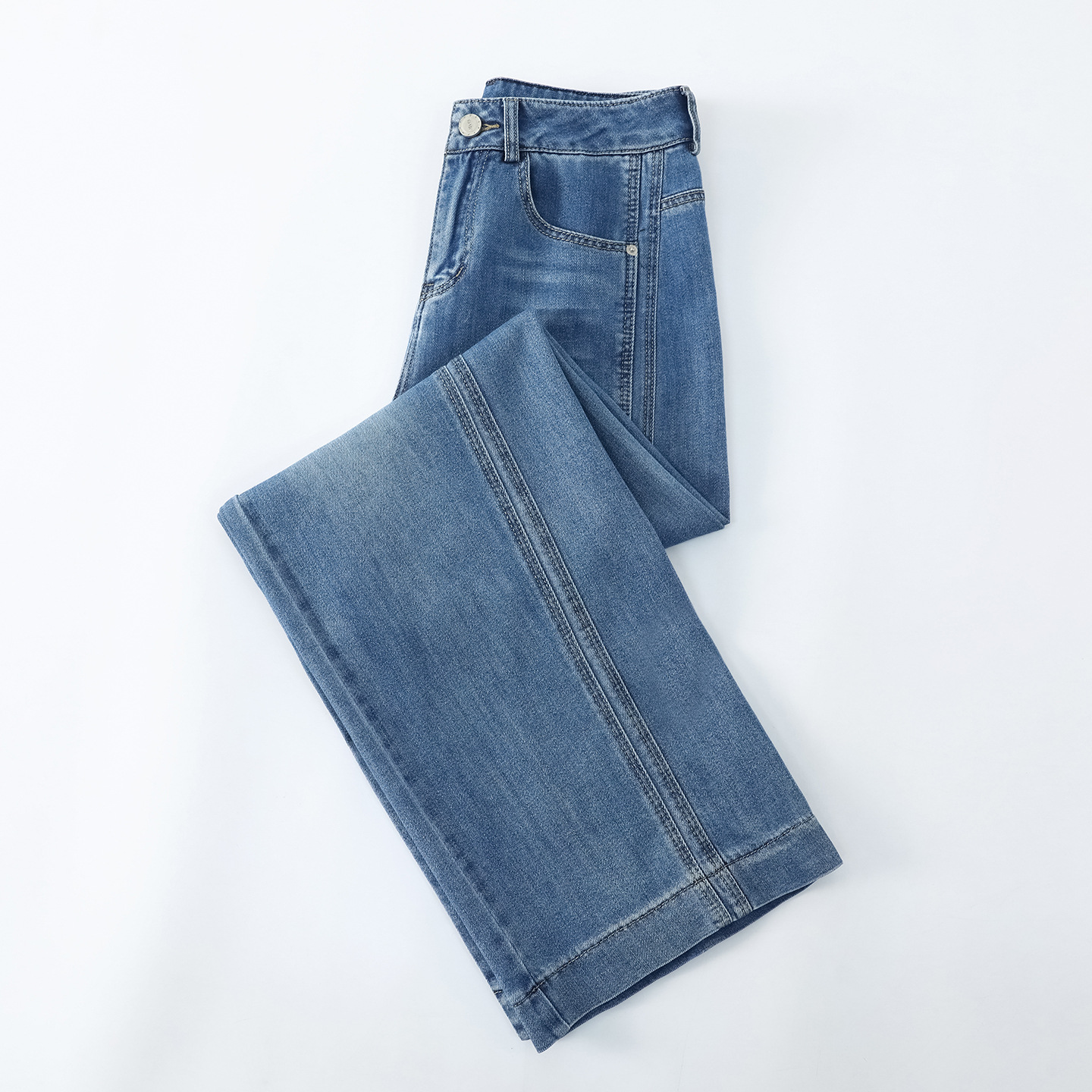 High-Waisted Loose-Fitting Slimming Scimitar Jeans for Women, 2026 Summer New Style, Wide-Leg Versatile Straight-Cut Drapey Casual Long Pants
