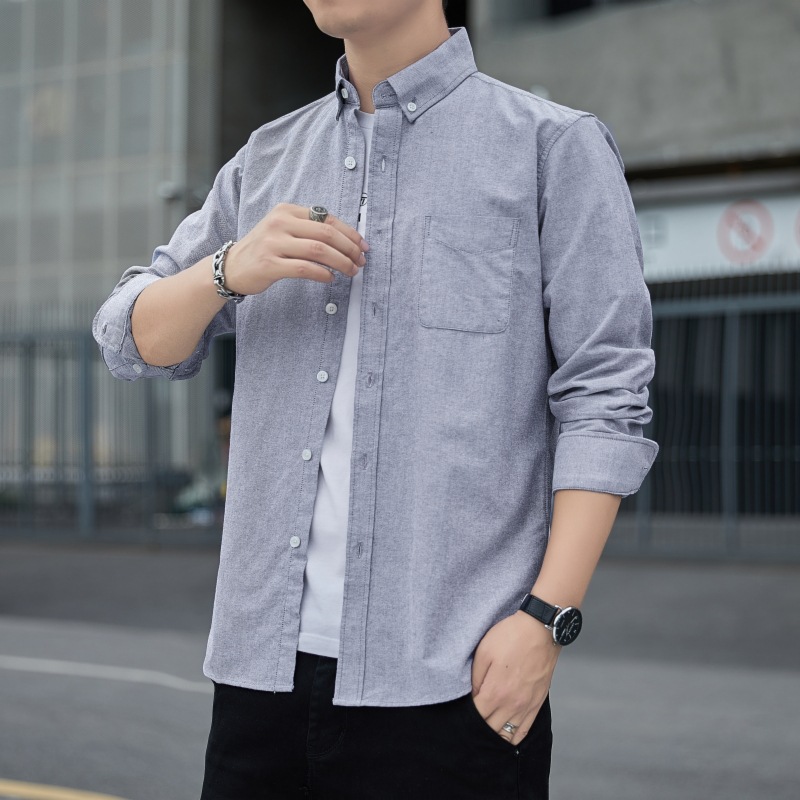 Men's Long-Sleeved Thin Shirt Jacket, New Style, Light Business, Breathable and Durable, Oxford Cotton Material, Youth Casual Shirt