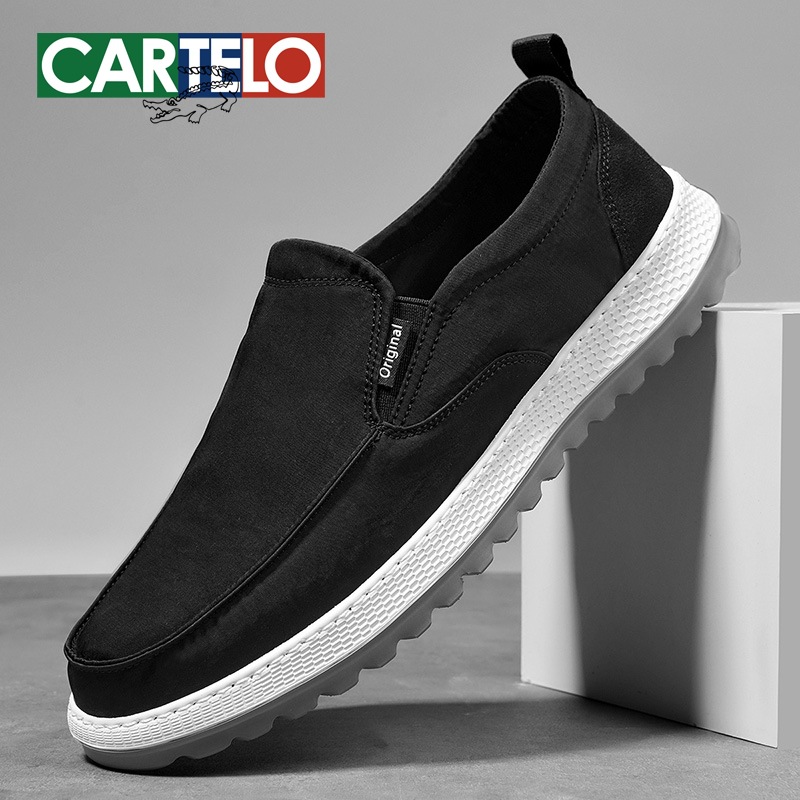 Cardile Crocodile Canvas Shoes Men's Summer Breathable Old Beijing Cloth Shoes Lightweight Soft Sole Slip-On Lazy Men's Shoes