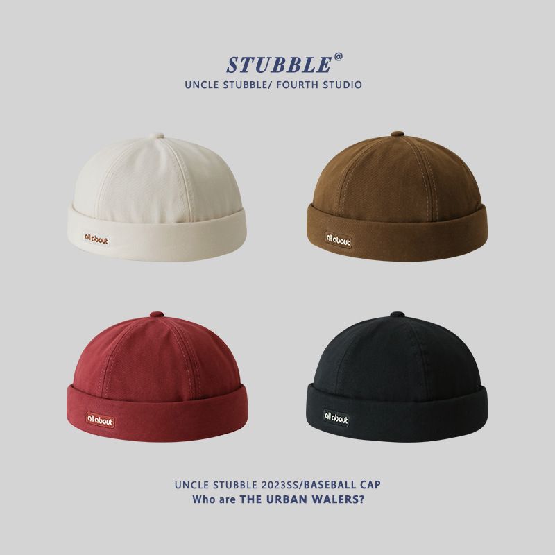 New Japanese Style Retro Melon Hat Men's and Women's Street Fashion Brand Hip-hop Yuppie Hat Men's Inch Head Beanie Floor Hat