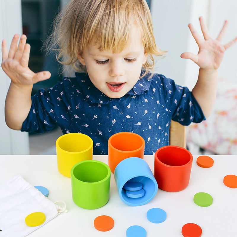 Factory Direct Sales Color Classification Cup Kindergarten Tabletop Game Baby Cognitive Educational Wooden Toys Wholesale Puzzles